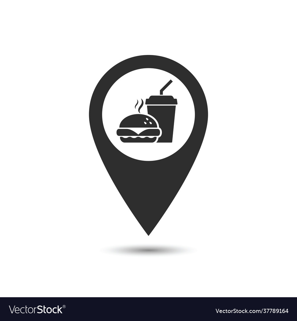 Map pointer with fast food icon location sign Vector Image Map pointer with fast food icon location sign