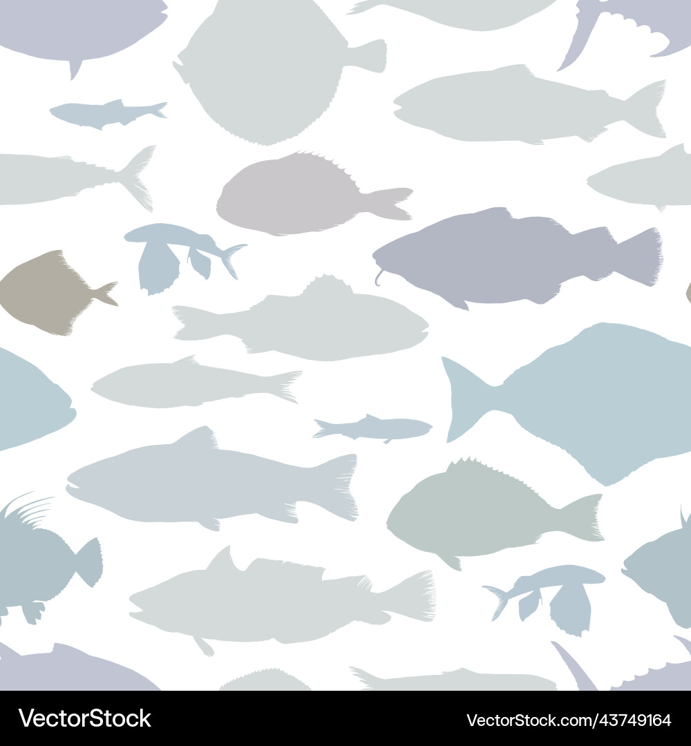 Seamless pattern with fish silhouettes Royalty Free Vector