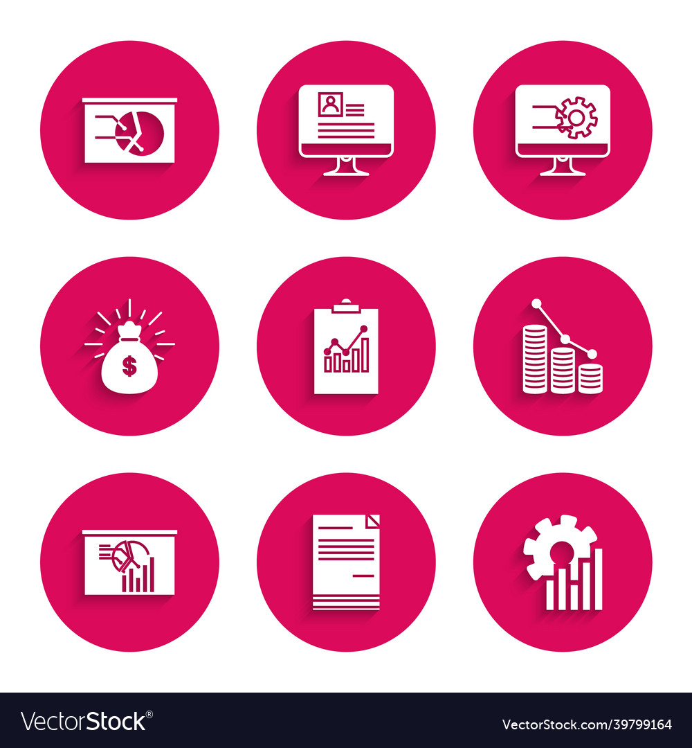 Set clipboard with graph chart document pie vector image Set clipboard with graph chart document pie