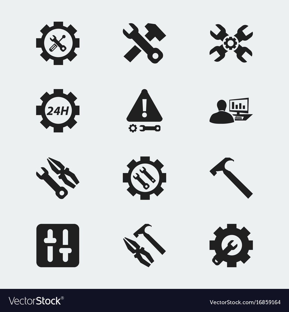 Set of 12 editable toolkit icons includes symbols