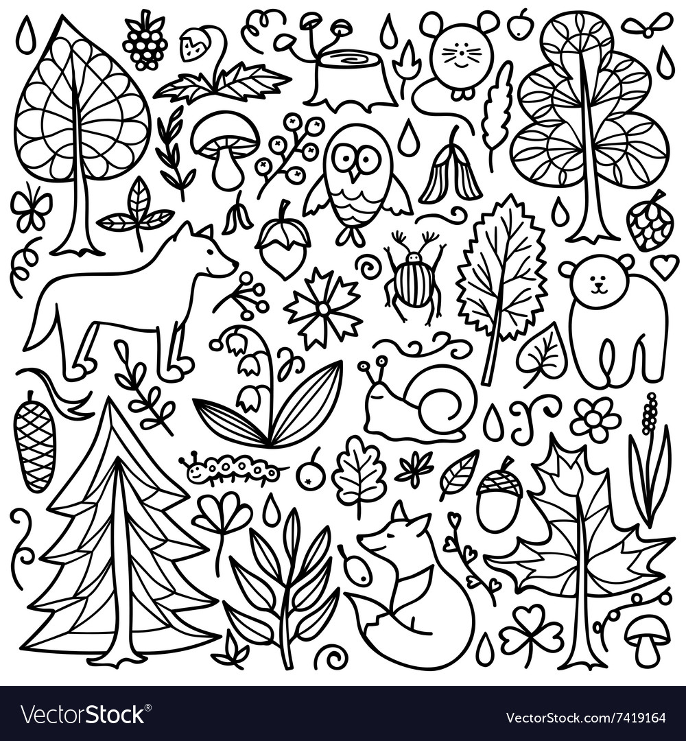 Set with forest elements