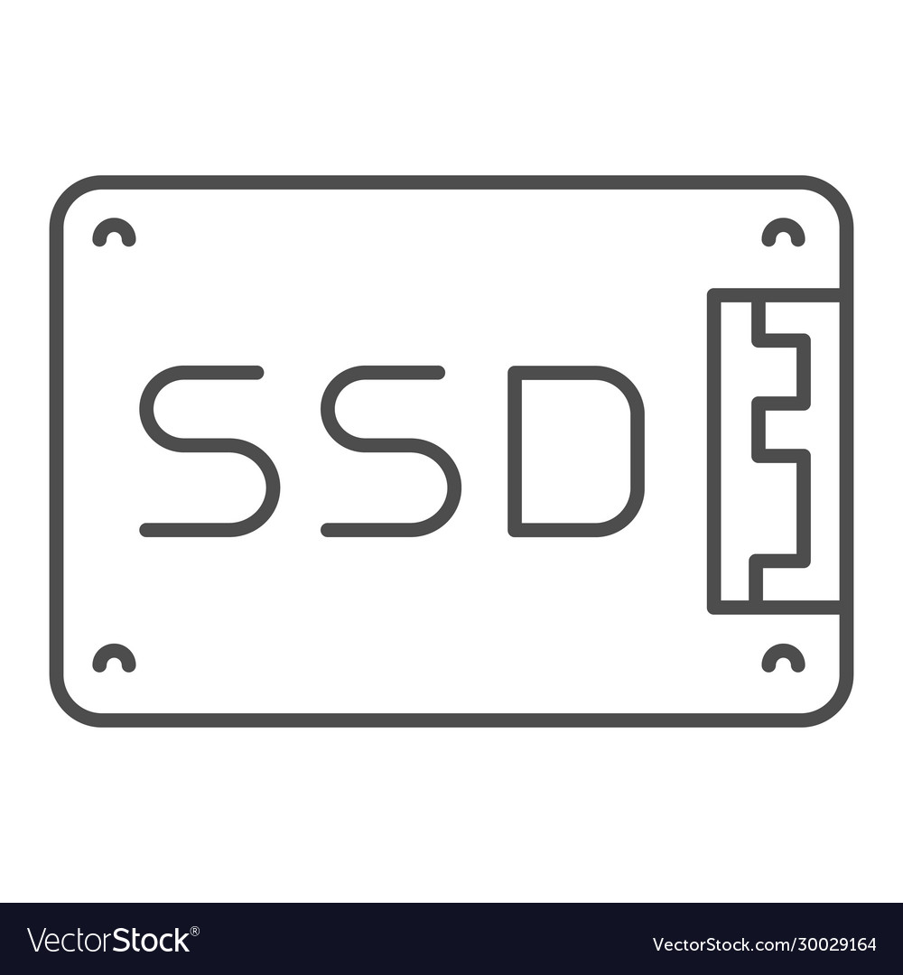 Solid state drive thin line icon data memory Vector Image Solid state drive thin line icon data memory
