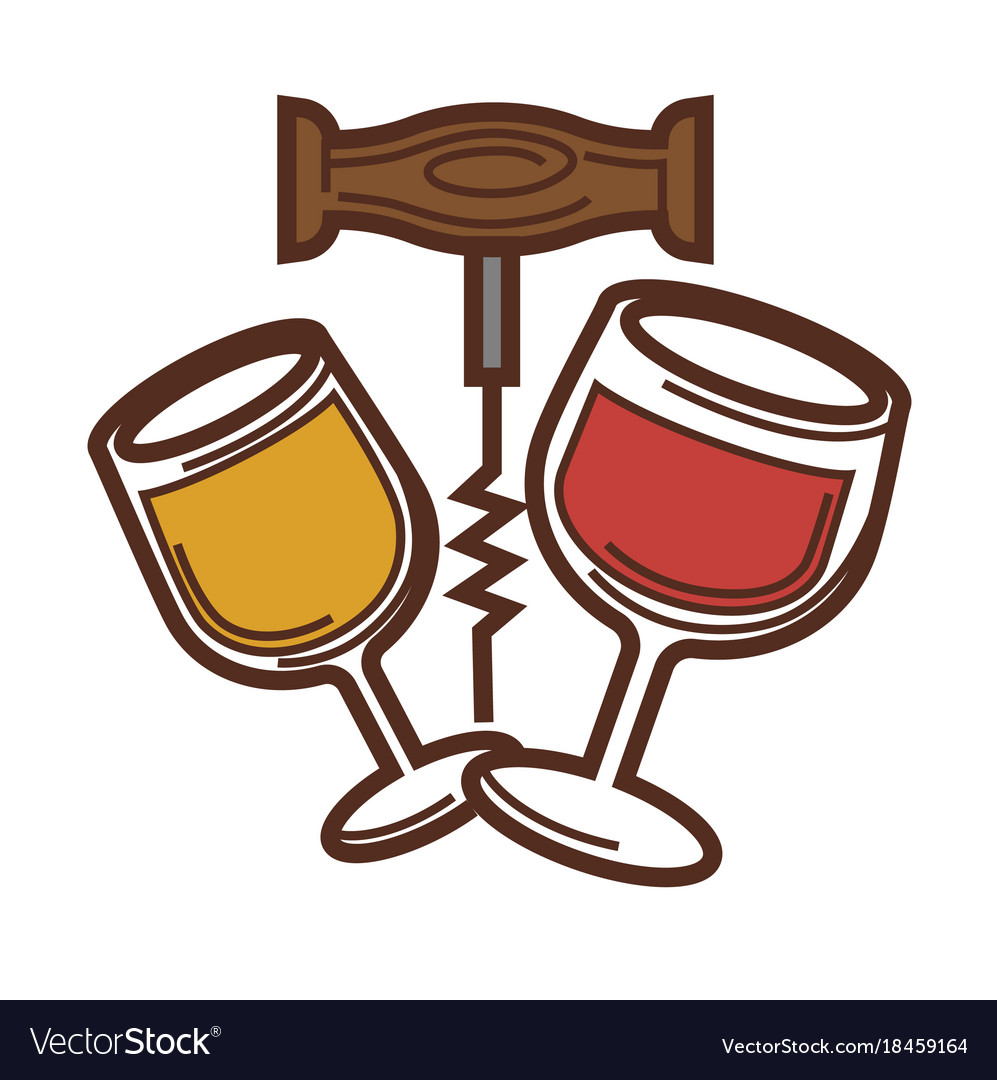 Wine glass and bottle corkscrew winemaking Vector Image