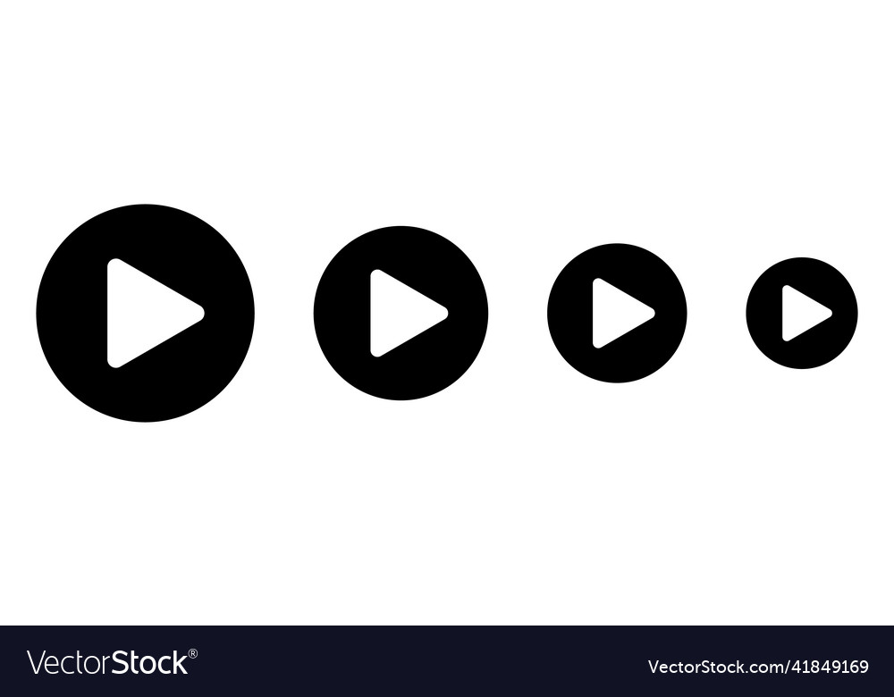 A set of play button icons by size vector image A set of play button icons by size