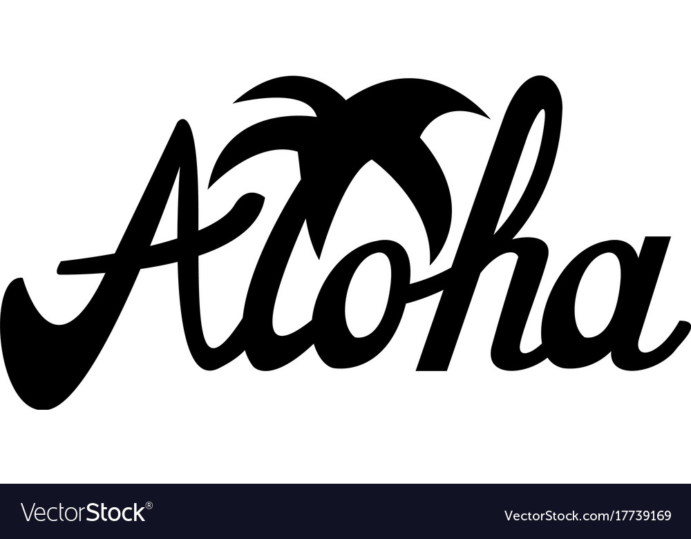 Aloha Script Logo - Palm Tree