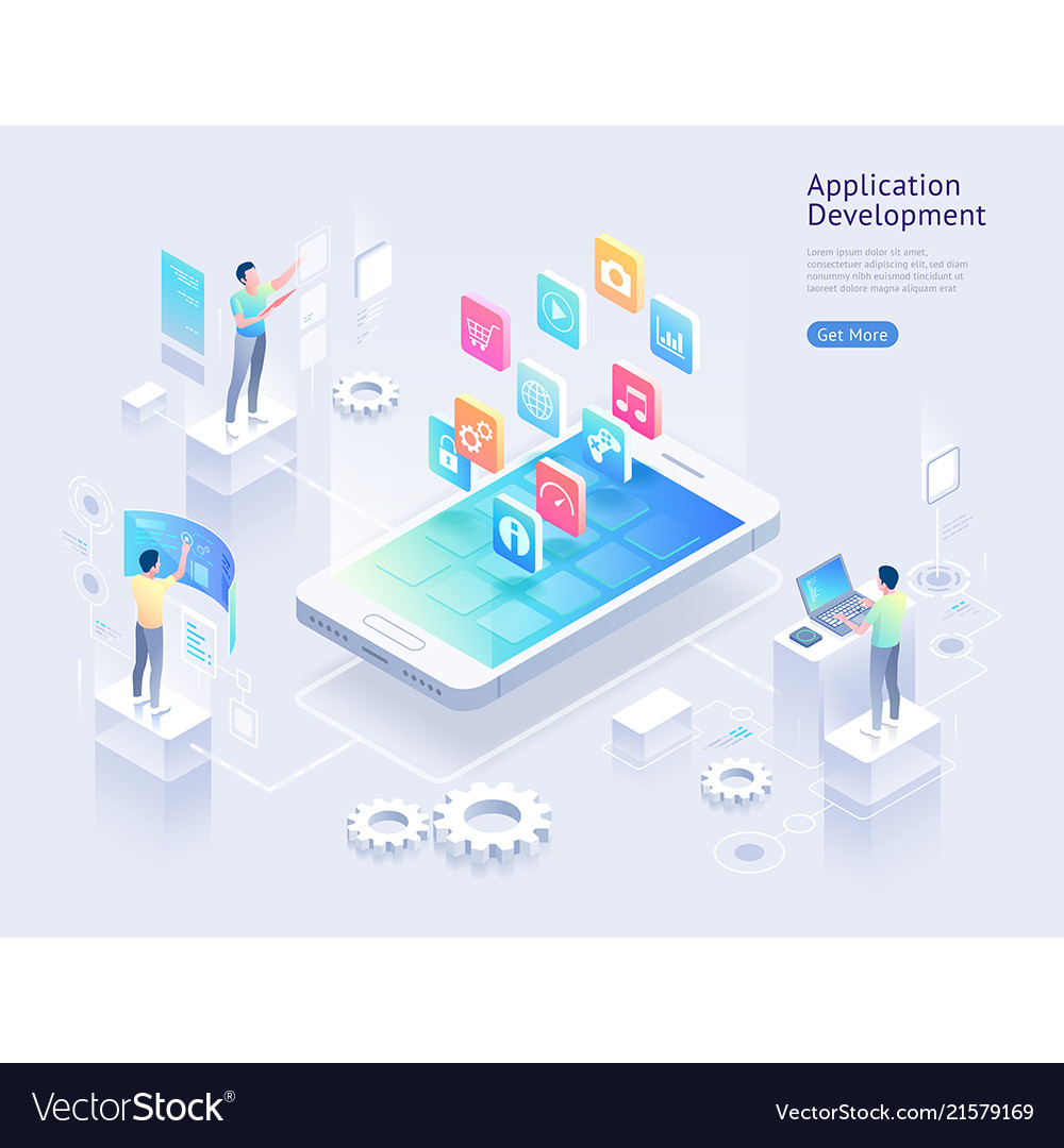 Application development isometric Royalty Free Vector Image