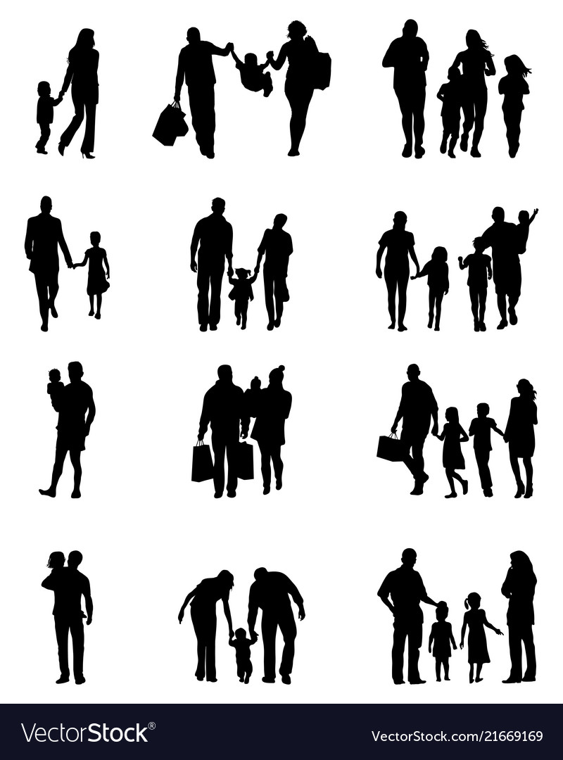 Black silhouettes families Royalty Free Vector Image