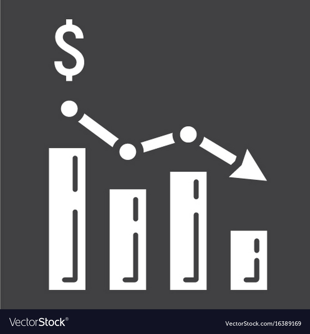 Declining graph glyph icon business and finance