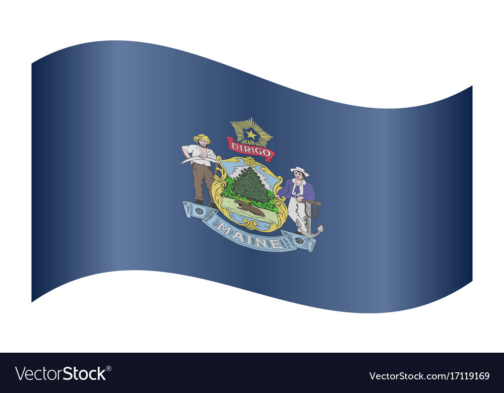 Flag Of Maine Waving On White Background Vector Image