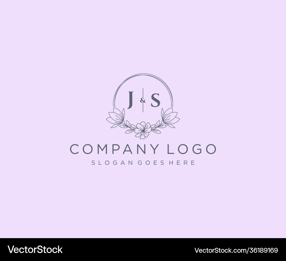 Initial js letters floral frames unique Royalty Free Vector