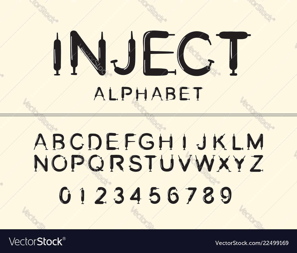 Inject Medical Font Alphabet Set