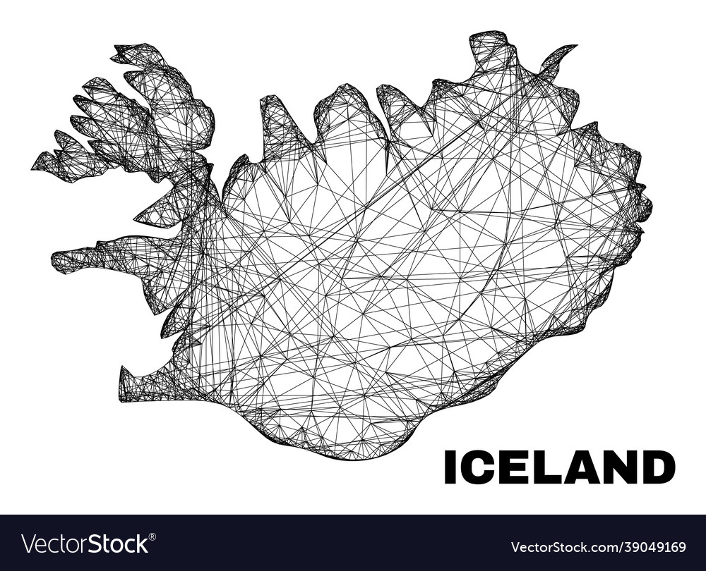 Linear irregular mesh iceland map
