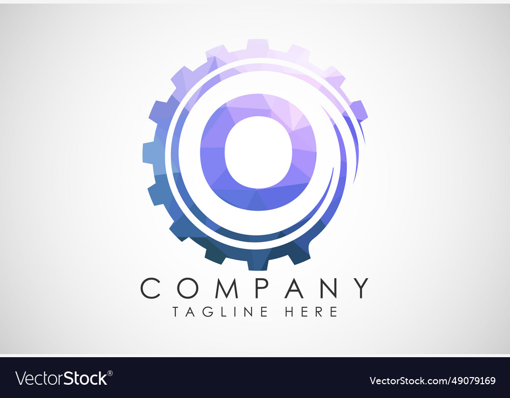 Low poly alphabet o in a gear spiral Vector Image Low poly alphabet o in a gear spiral