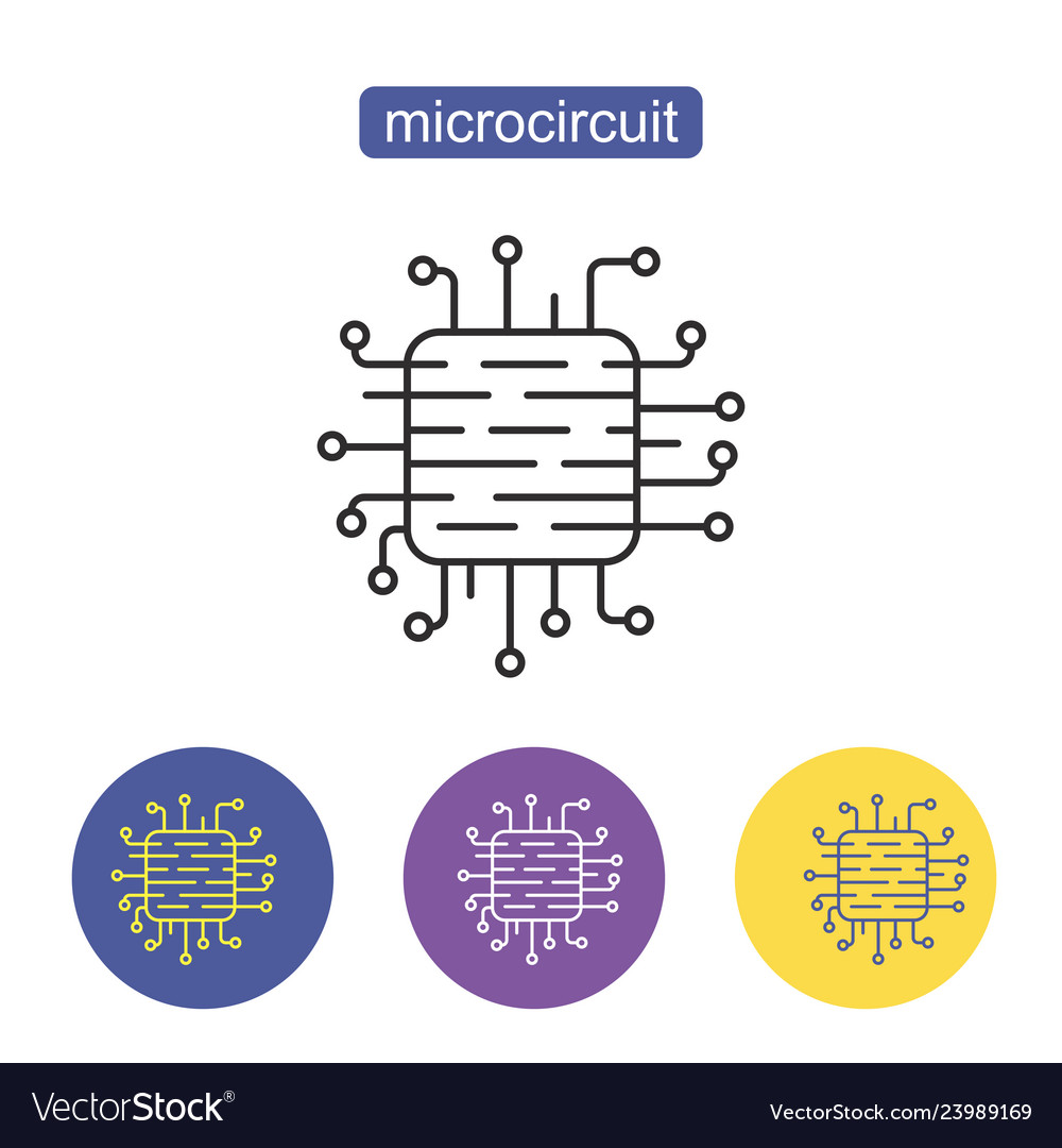 Microchip line icon vector image Microchip line icon