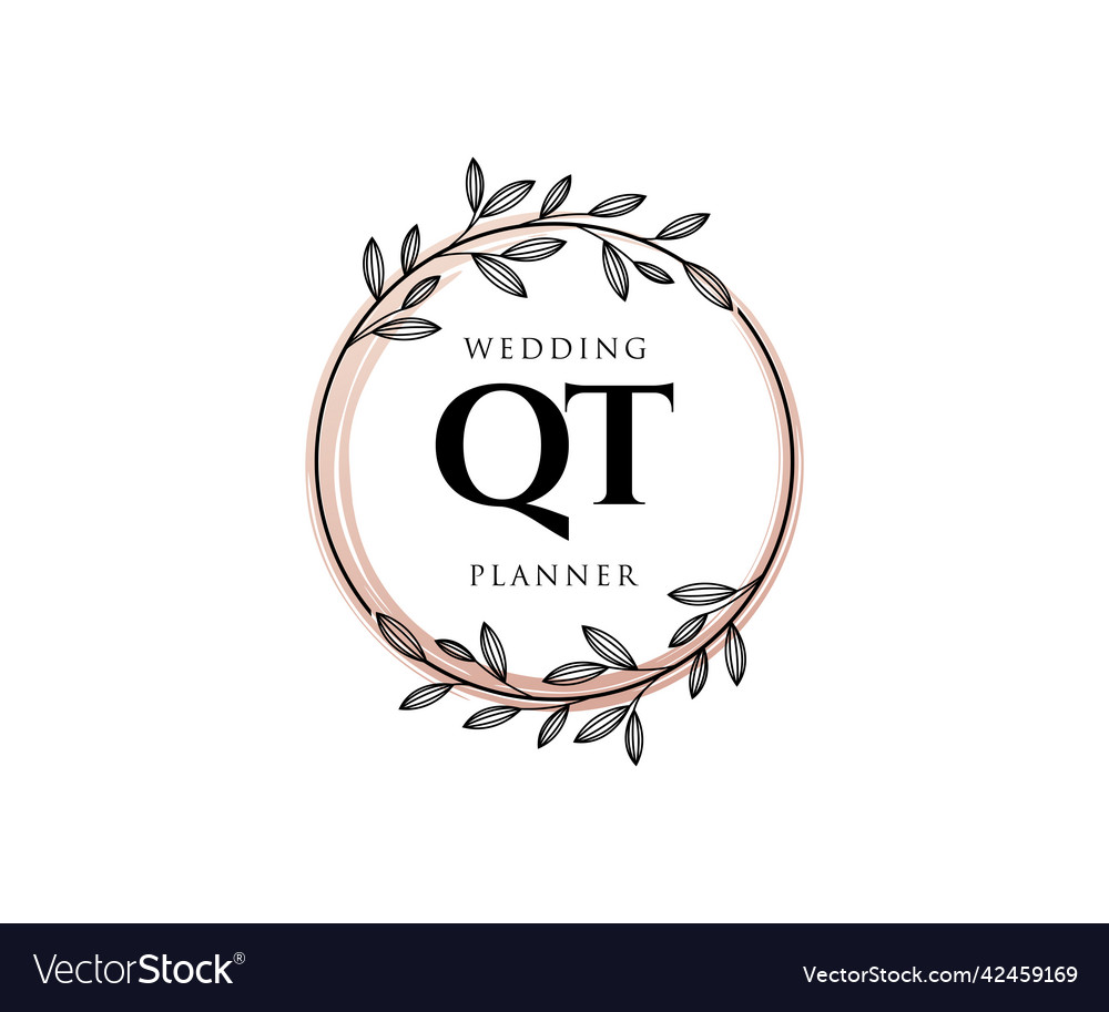 Qt initials letter wedding monogram logos