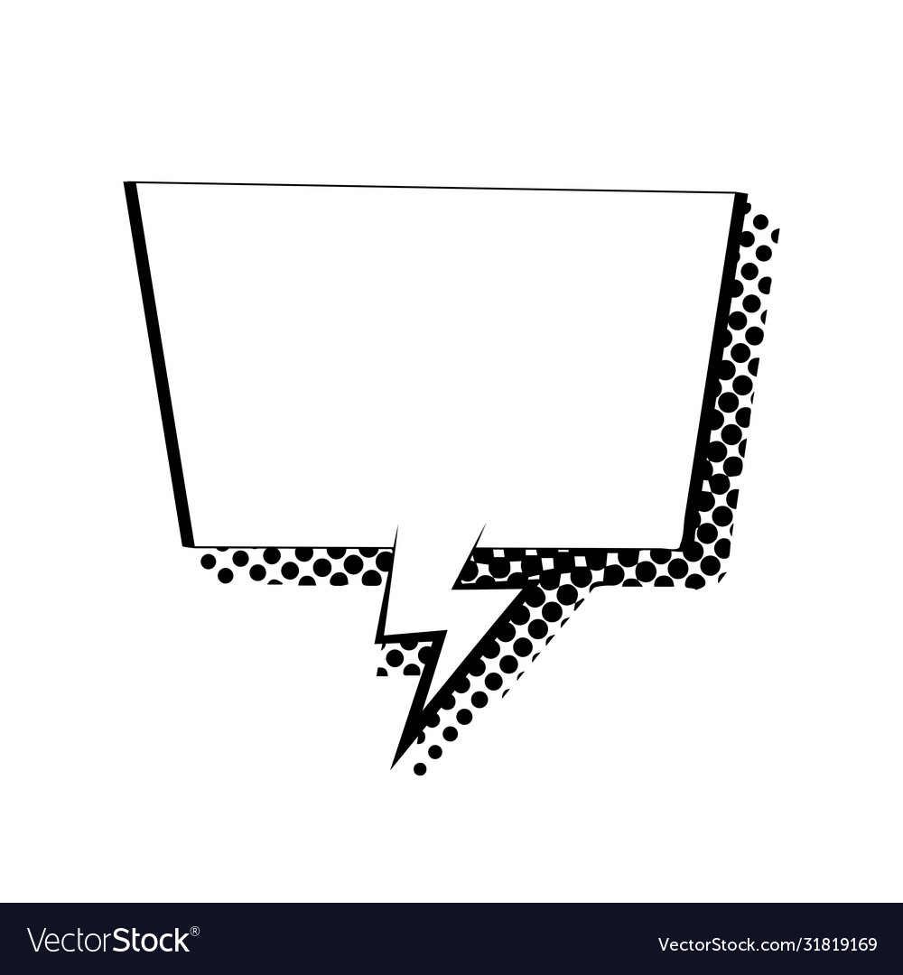 Rectangular speech bubble with lightning flat icon vector image Rectangular speech bubble with lightning flat icon