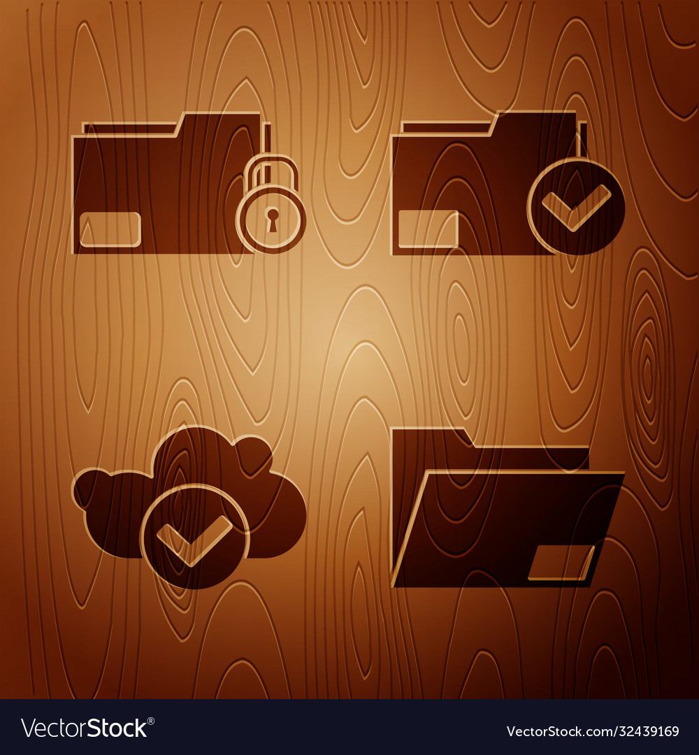 Set document folder folder and lock cloud Vector Image