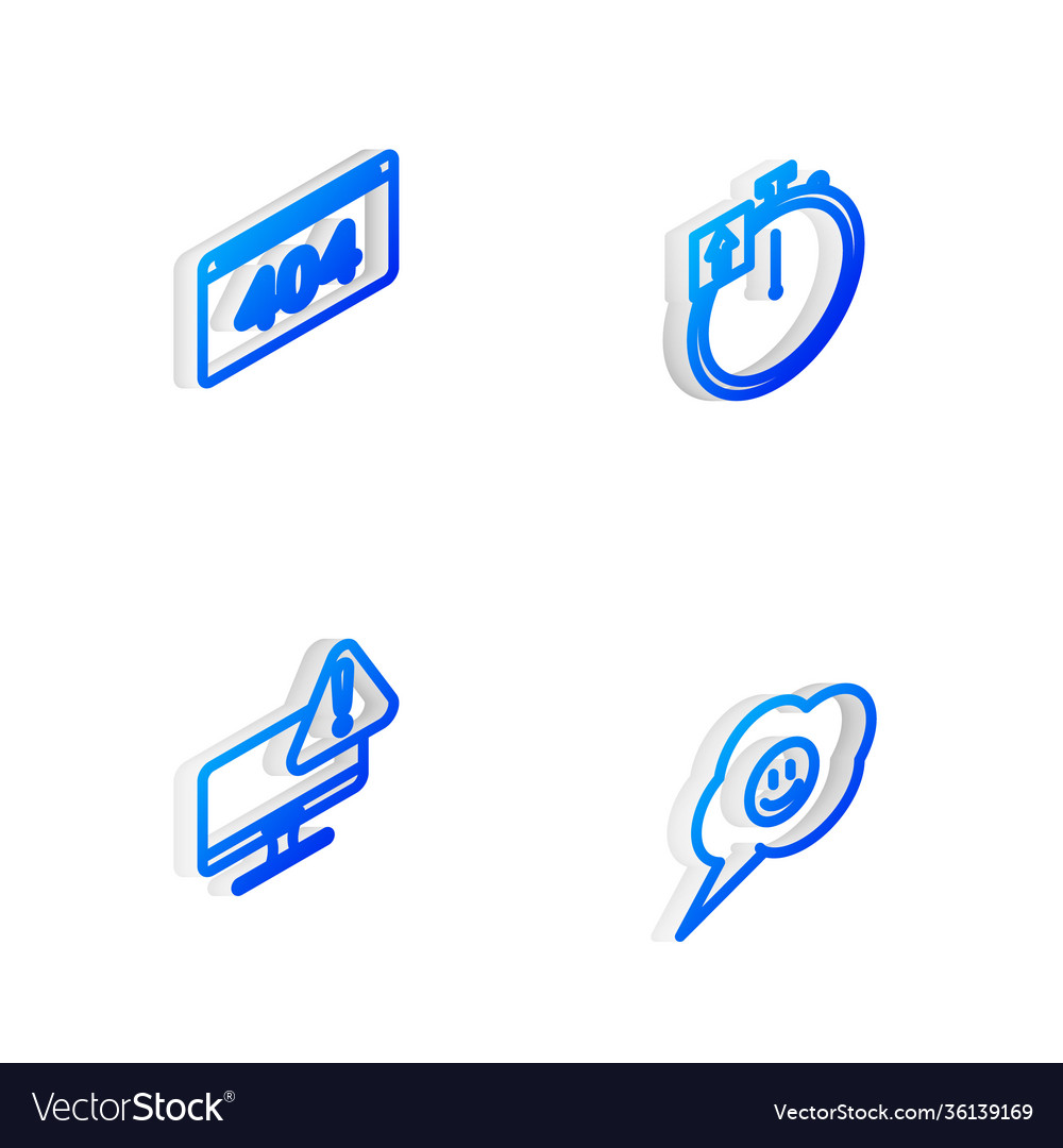 Set isometric line stopwatch page with 404 error