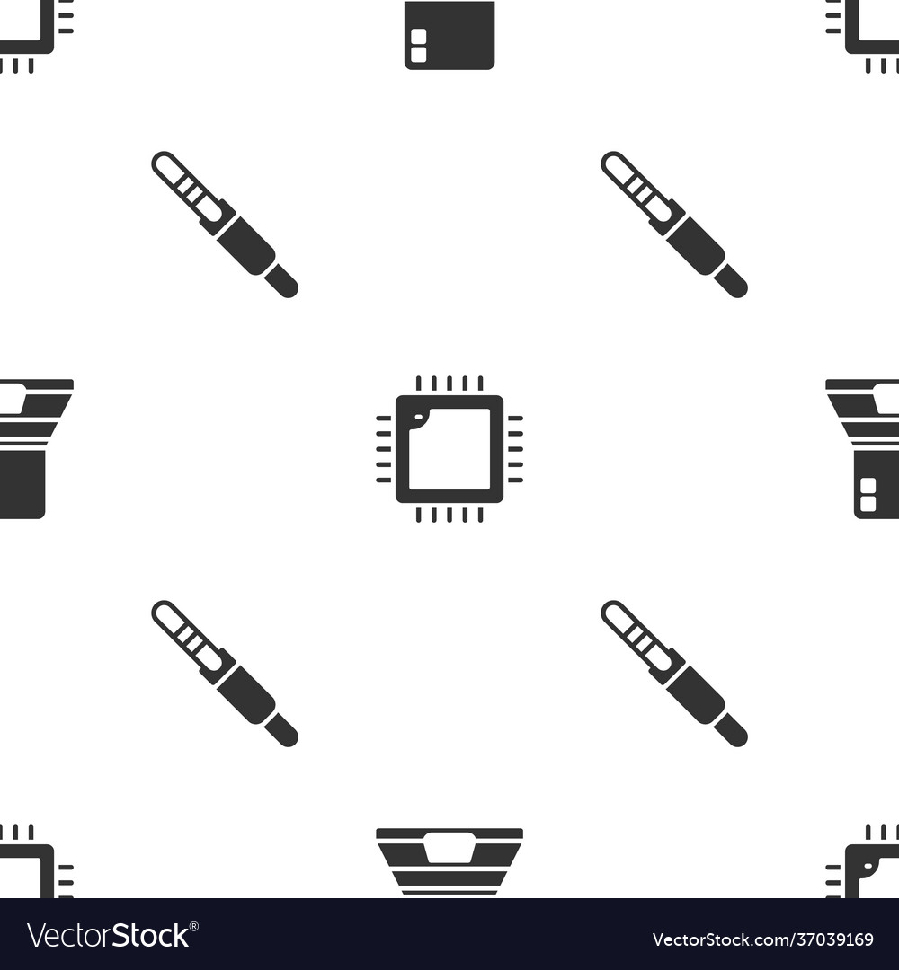 Set laptop processor with cpu and audio jack vector image Set laptop processor with cpu and audio jack