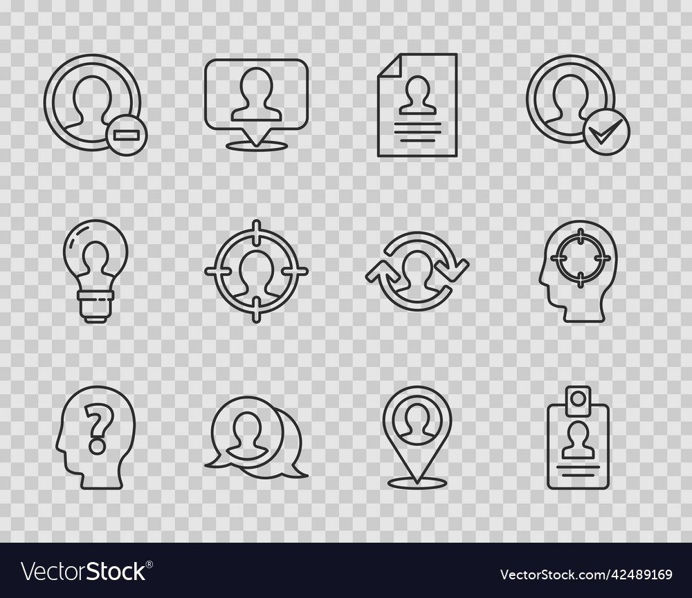 Set line head with question mark identification Vector Image Set line head with question mark identification