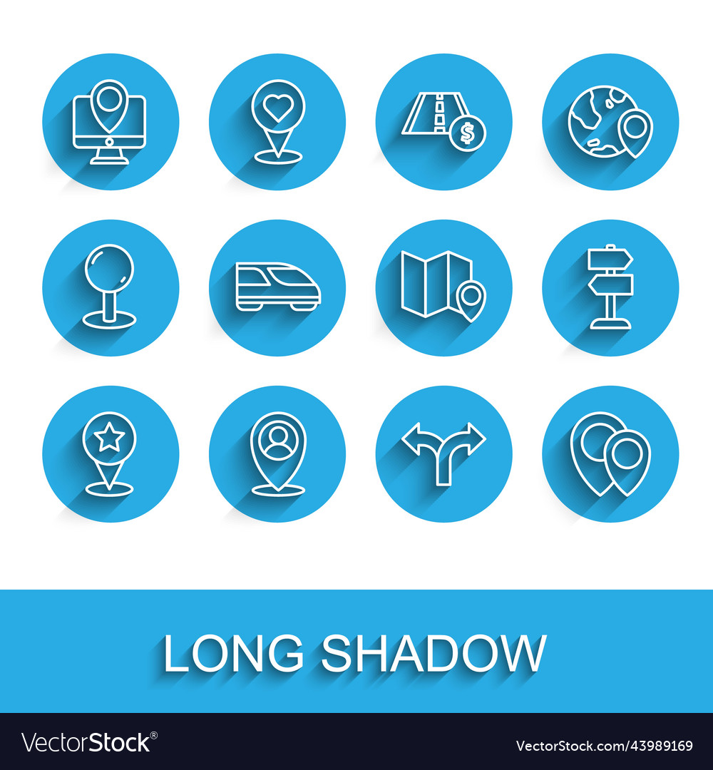 Set line map pointer with star location person vector image Set line map pointer with star location person