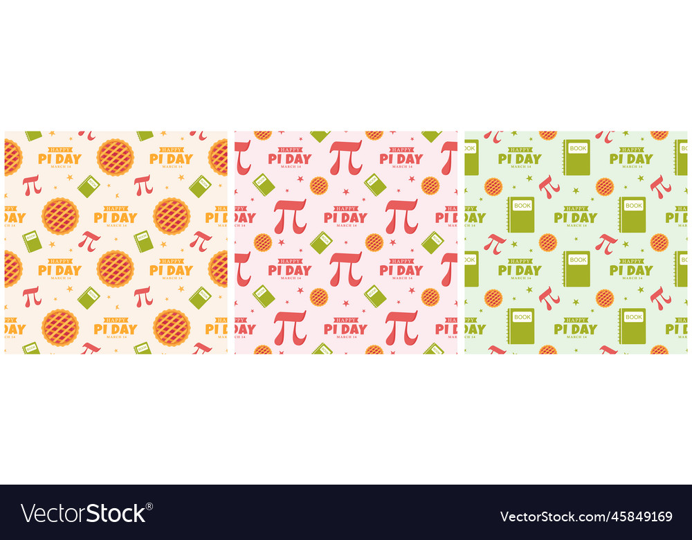 Set of pi day seamless pattern design
