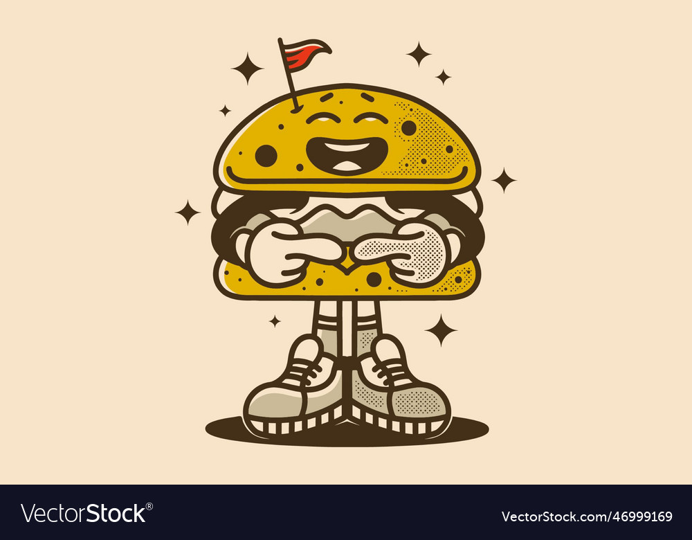 Shy Burger Character - Retro Style