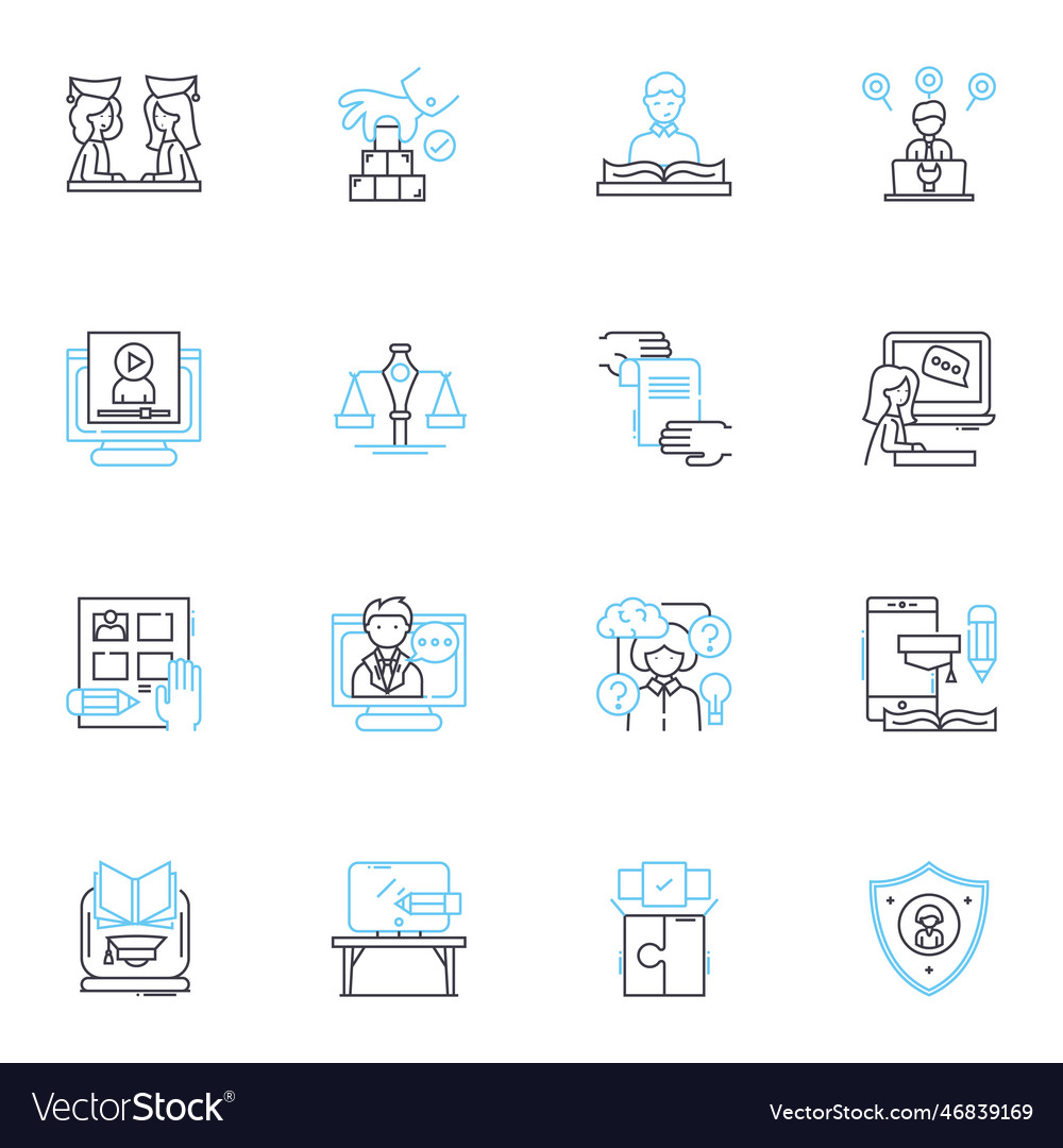 Skill-building linear icons set development vector image Skill-building linear icons set development