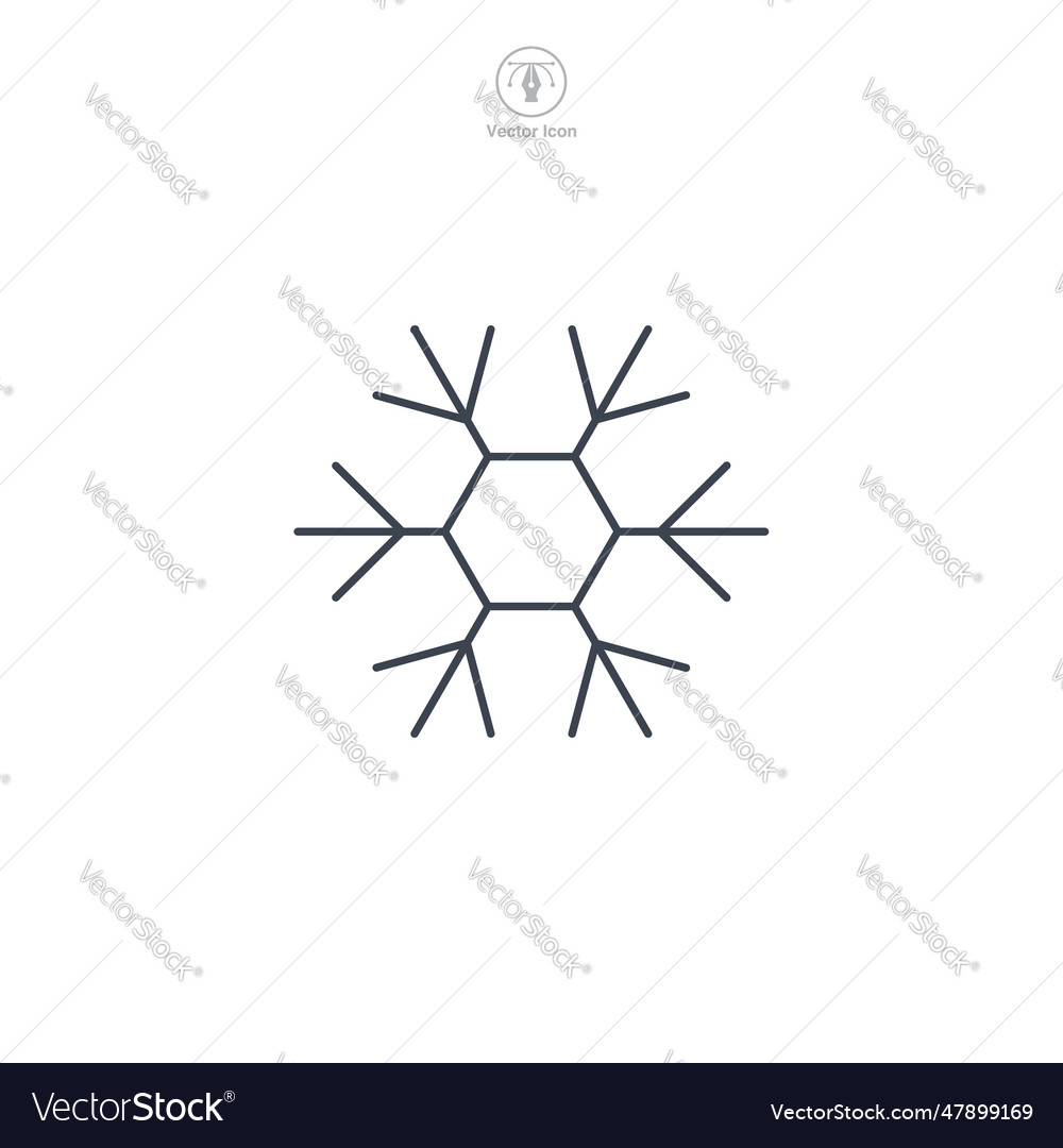 Snowflake icon symbol isolated on white background vector image Snowflake icon symbol isolated on white background