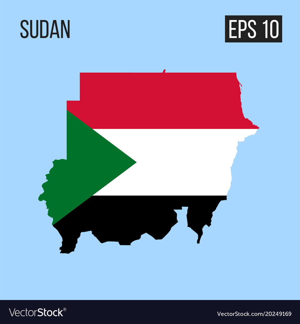 Sudan map border with flag eps10