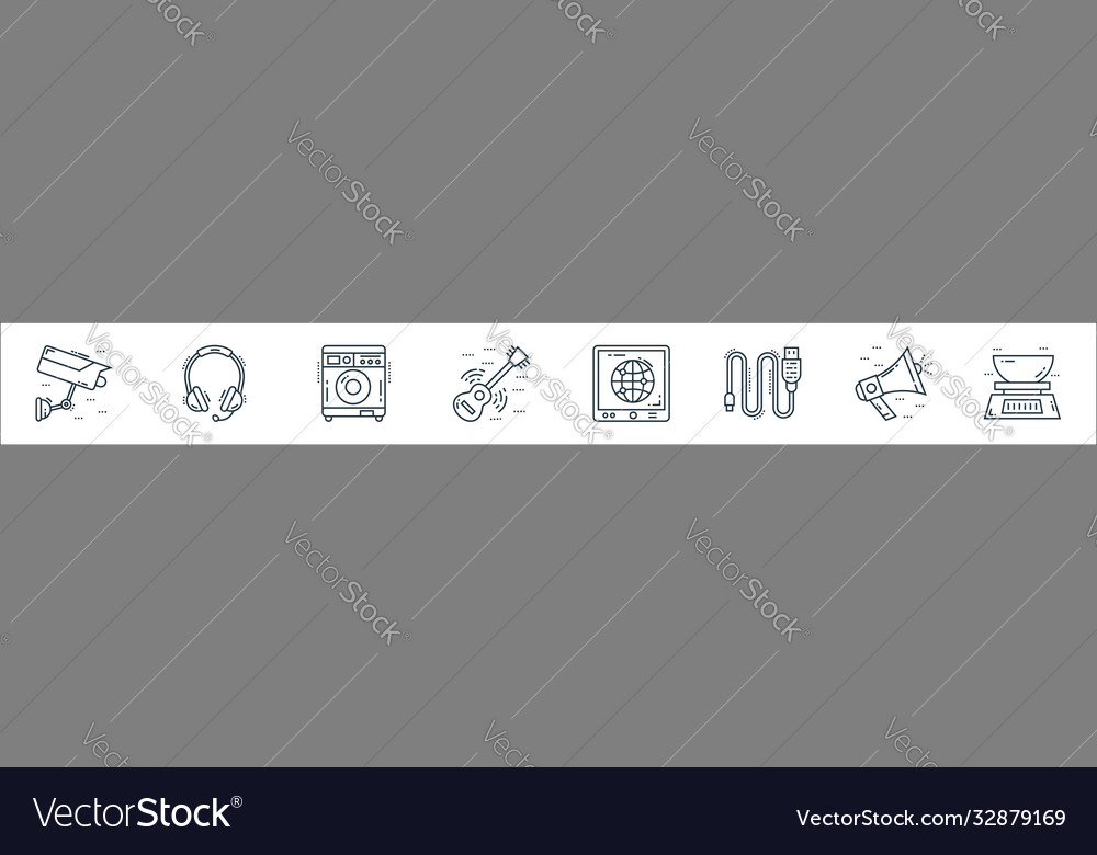 Technology devices line icons linear set quality vector image Technology devices line icons linear set quality
