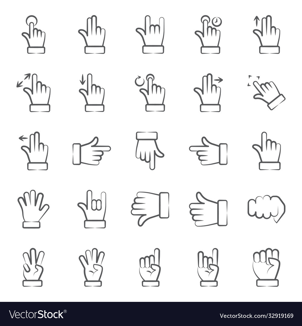 Touch gestures icons in modern linear style pack
