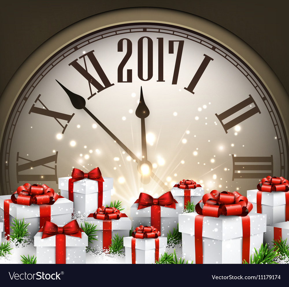 2017 new year background with clock
