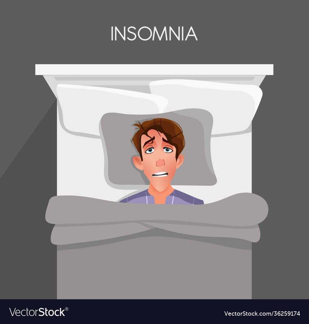 A young man cant fall asleep insomnia