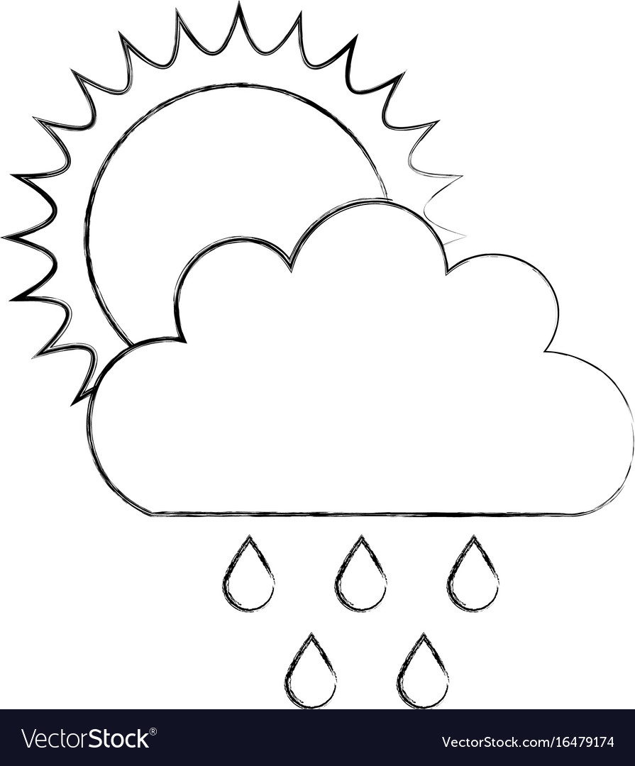 Beautiful fantasy cloud with sun and rain drops Vector Image