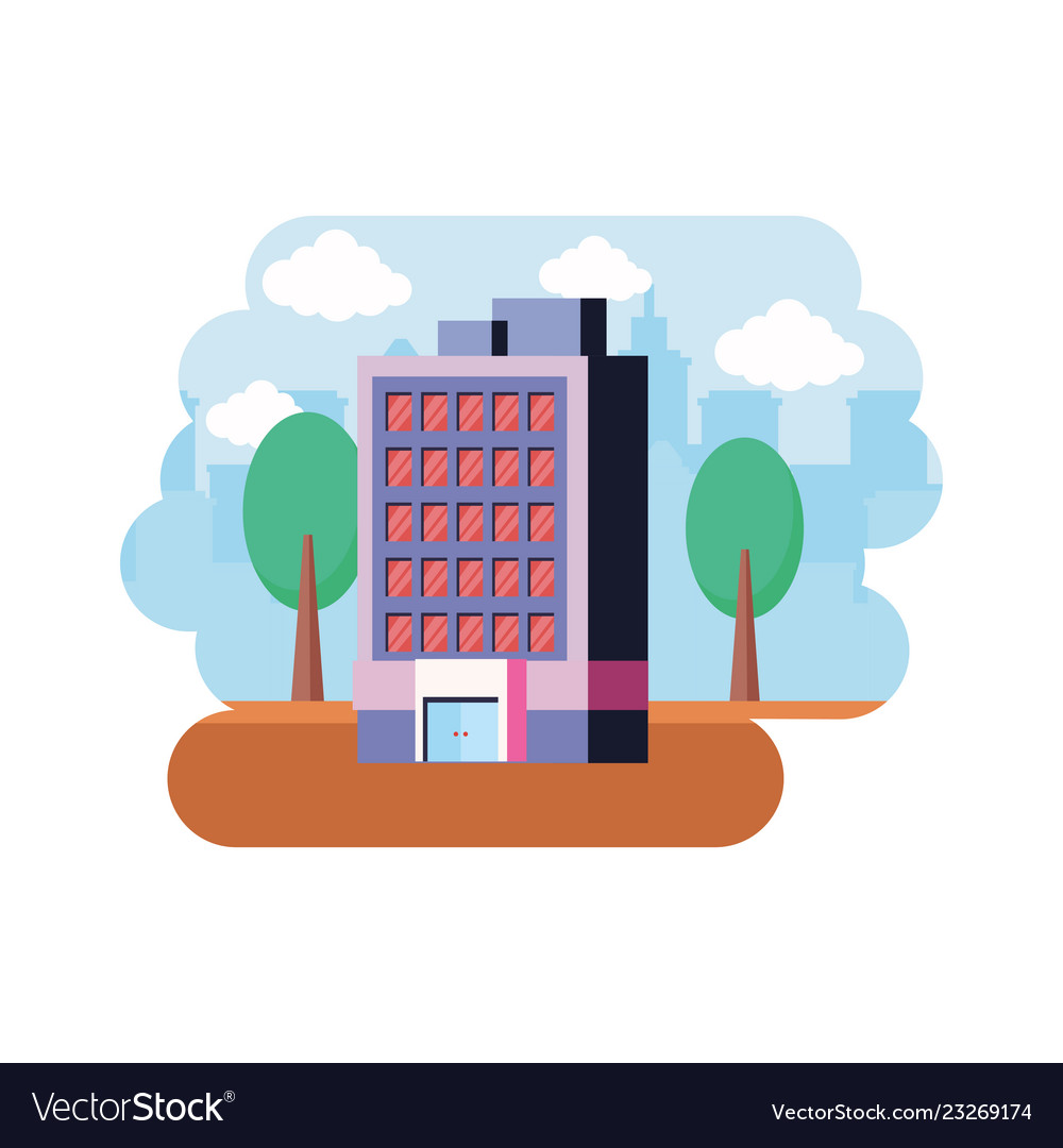 Building with trees in the landscape