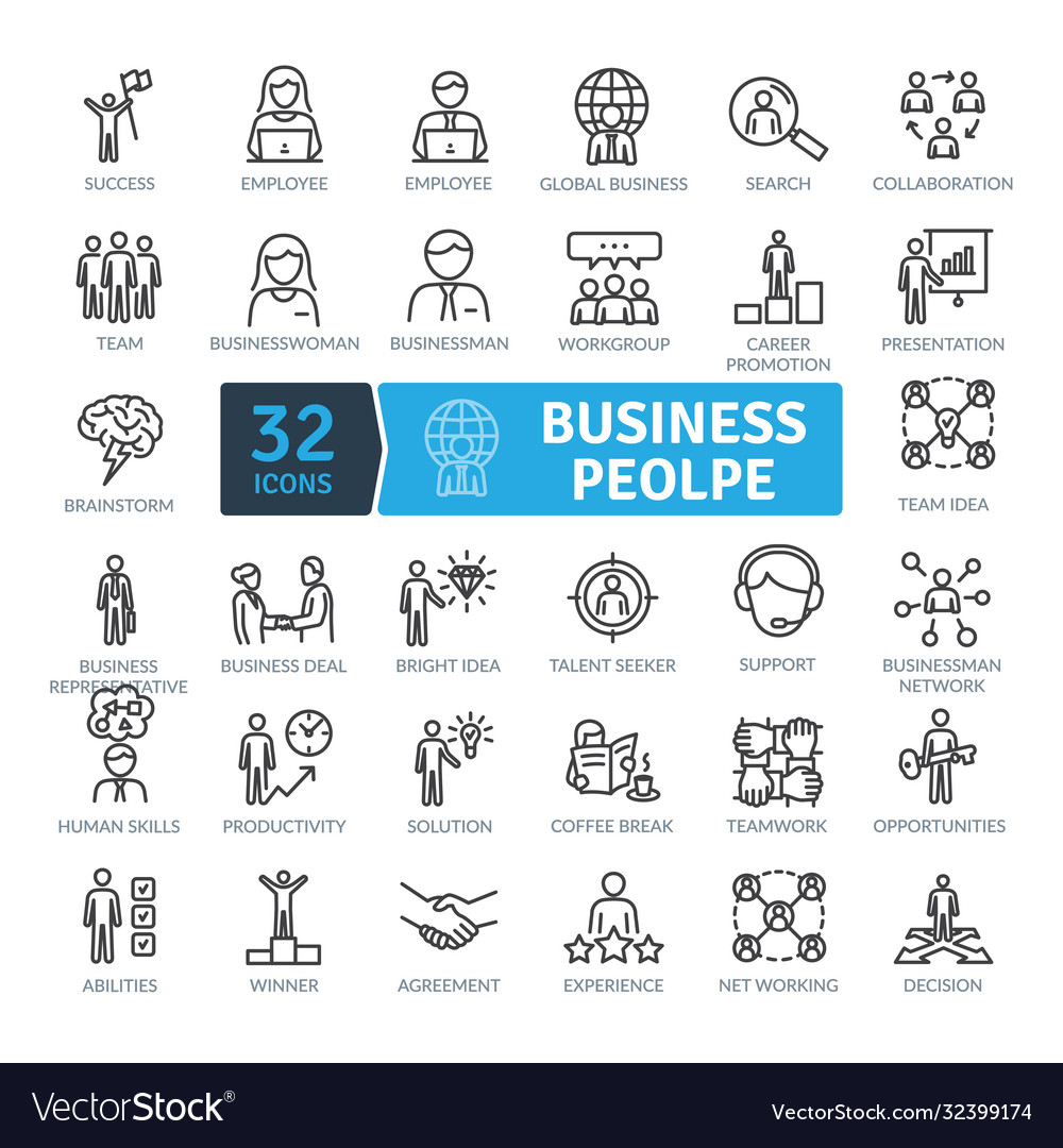 Business people icons pack Royalty Free Vector Image