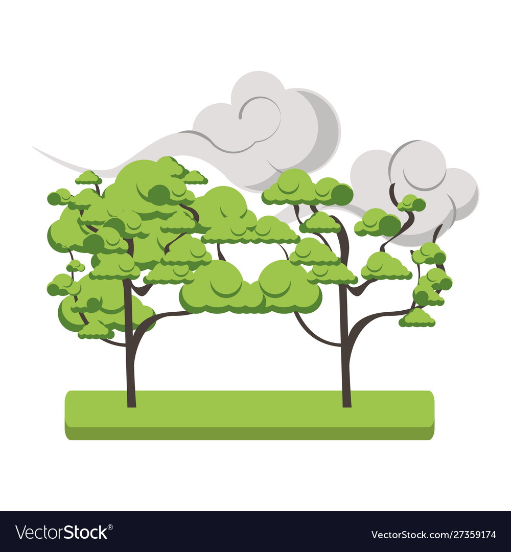 Clouds and trees icon design