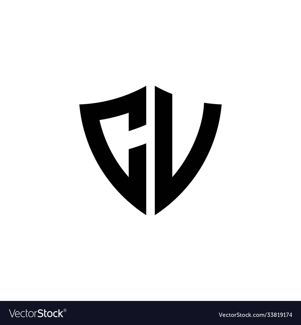 Cv monogram logo with shield shape design template