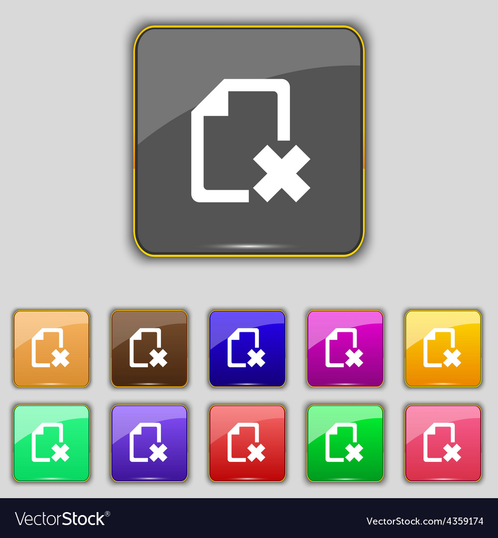 Delete file document icon sign set with eleven