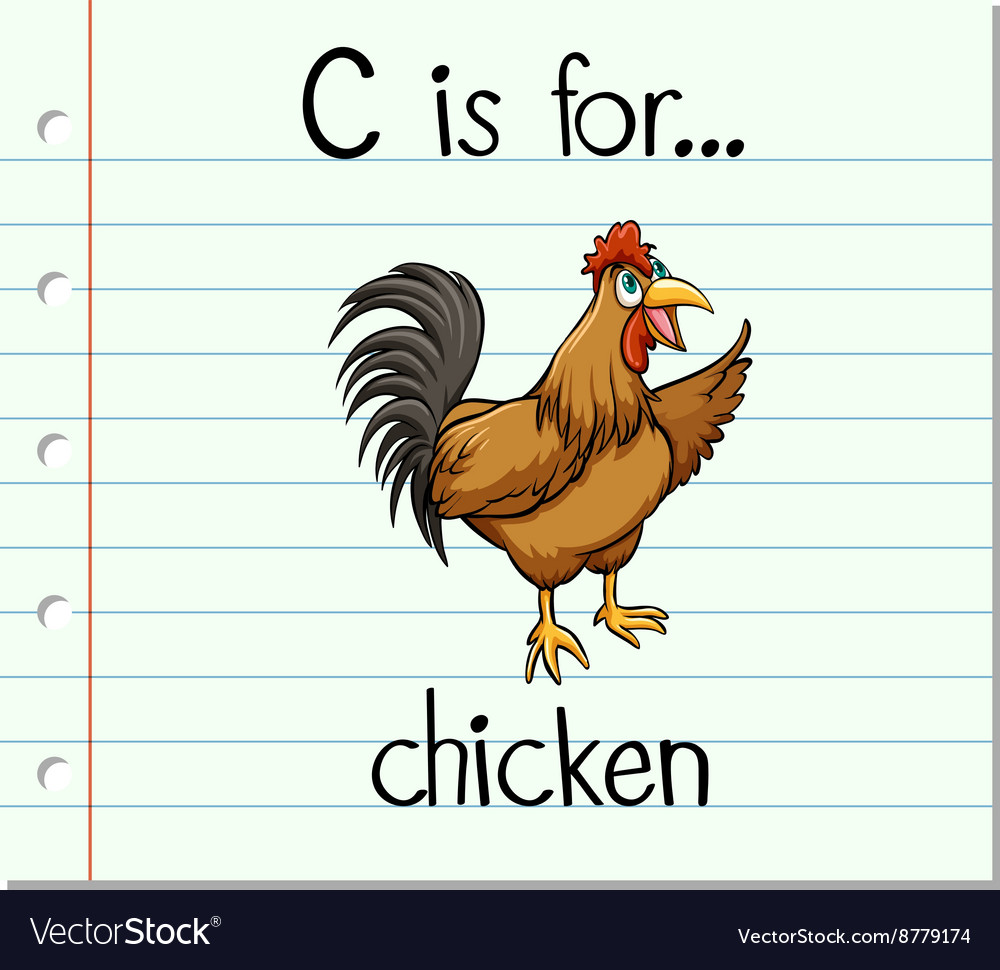 Flashcard alphabet c is for chicken Royalty Free Vector