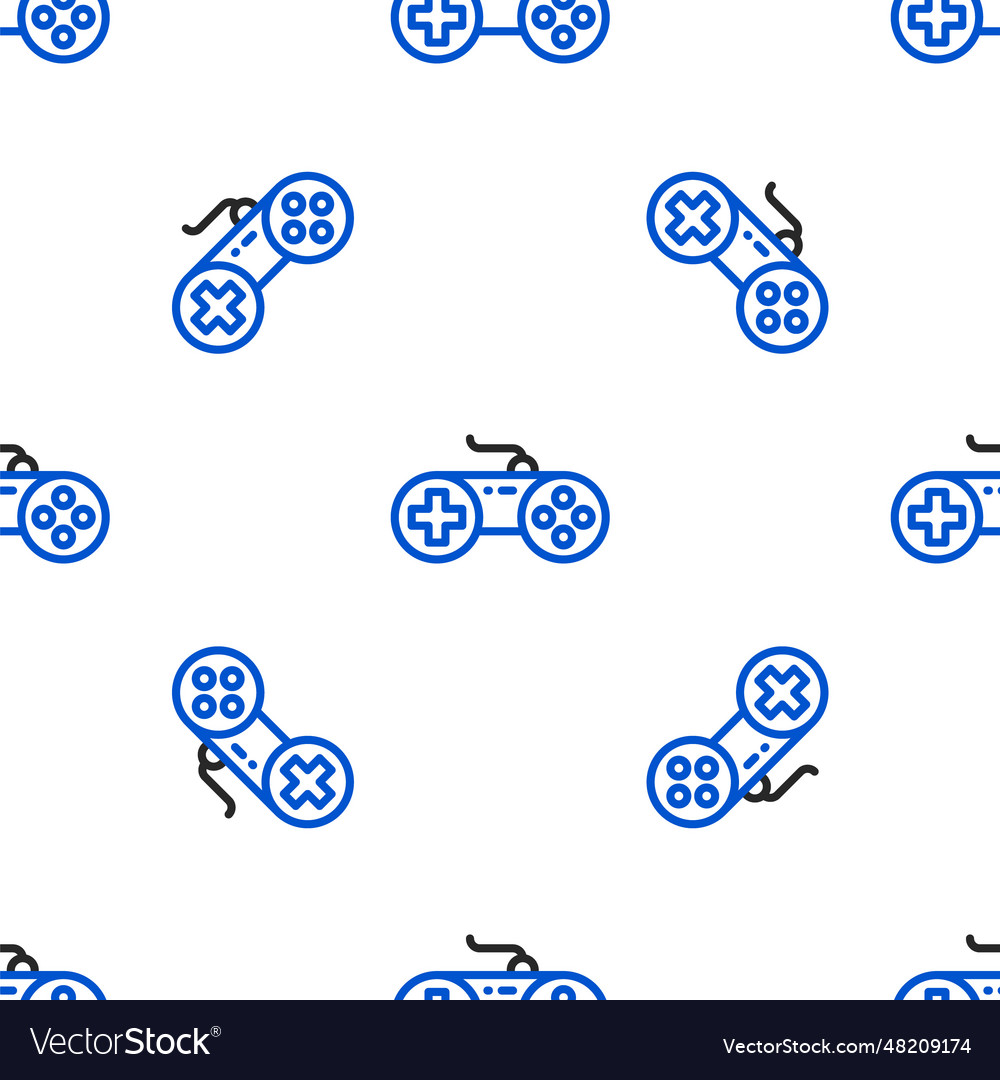 Line gamepad icon isolated seamless pattern vector image Line gamepad icon isolated seamless pattern
