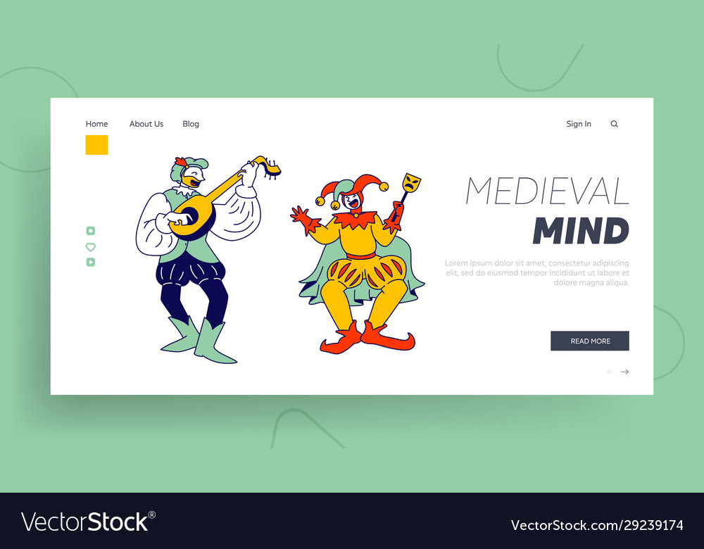 Medieval characters minstrel and buffoon website Vector Image Medieval characters minstrel and buffoon website