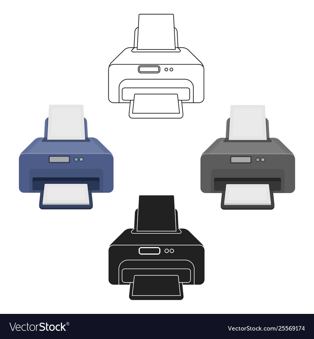 Printer icon in cartoonblack style isolated