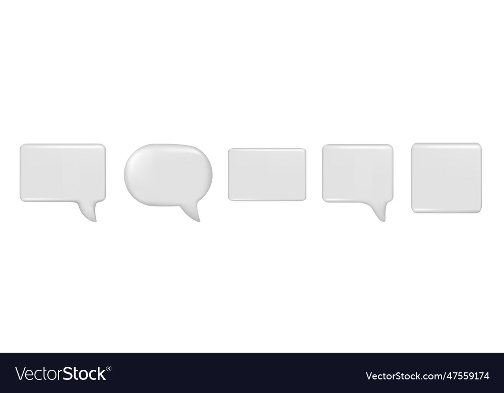 Realistic 3d gray speech bubble text message box Vector Image Realistic 3d gray speech bubble text message box