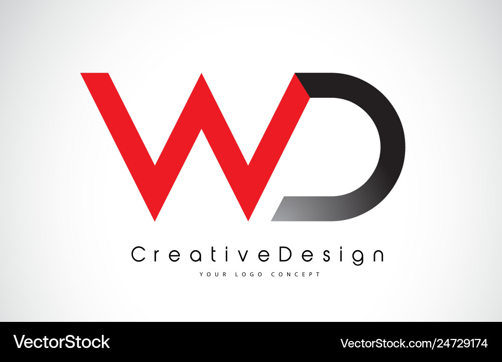 Red and black wd w d letter logo design creative Vector Image
