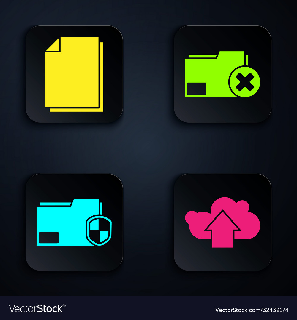Set cloud upload document folder vector image Set cloud upload document folder