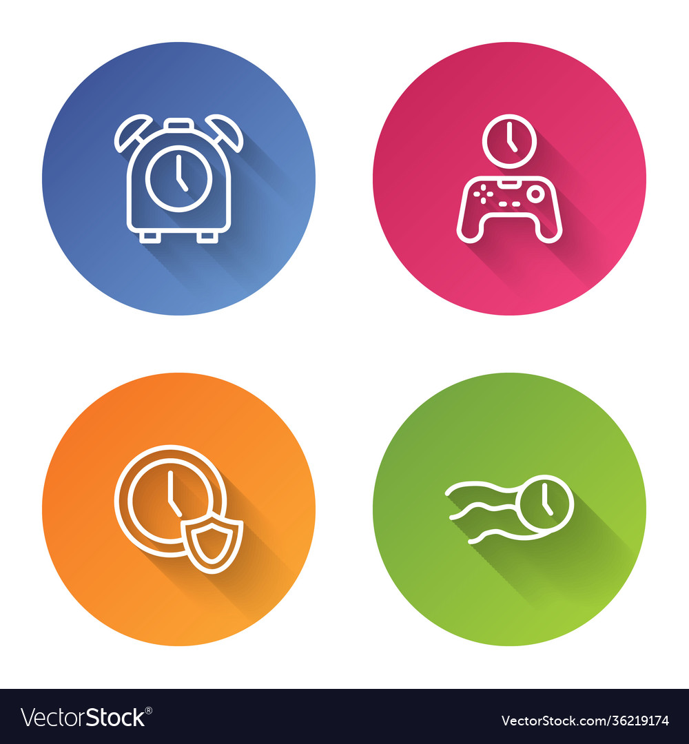 Set line alarm clock gamepad time Vector Image Set line alarm clock gamepad time