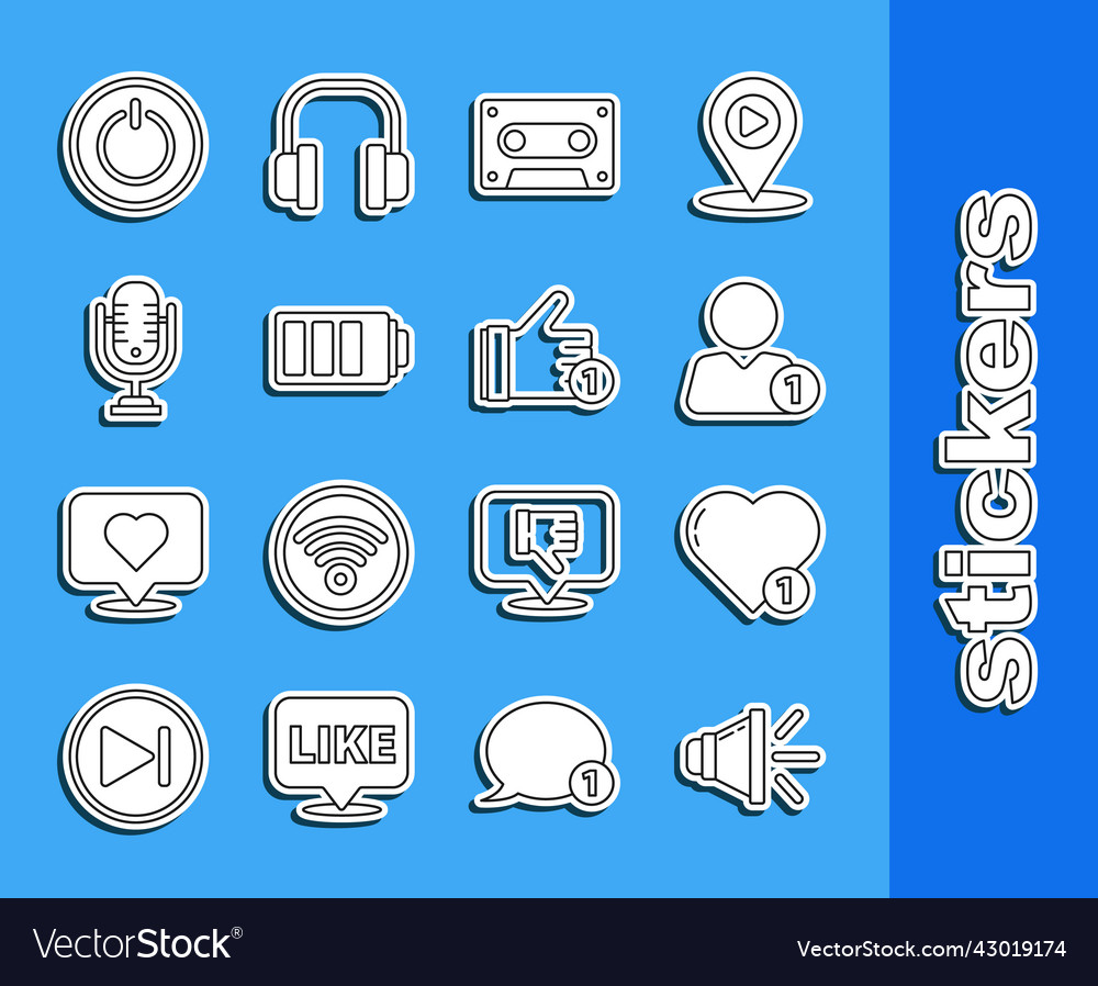 Set line speaker volume like and heart add vector image Set line speaker volume like and heart add