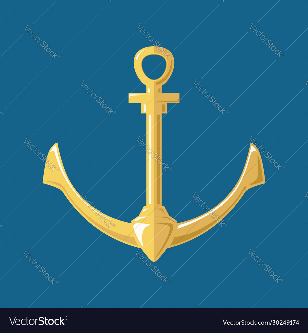 Silhouette anchor isolated on blue background